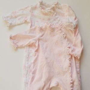 2 Baby girl Little Me footies 6 mos